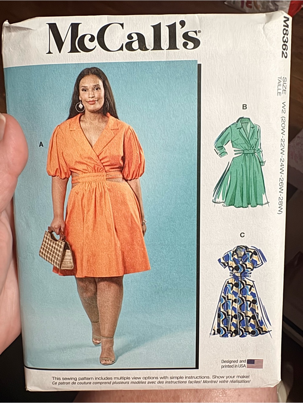 BN UNCUT McCall's 8362 W2 PLUS SIZE SEWING PATTERNS DRESS